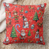 Red Background Christmas Decorative Pattern クッション
