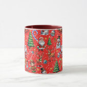 Red Background Christmas Decorative Pattern マグカップ (中央)
