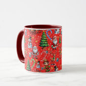 Red Background Christmas Decorative Pattern マグカップ (正面左)