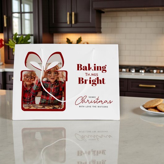 Red Baking Things Bright Christmas Photo Gift Bag ラージペーパーバッグ