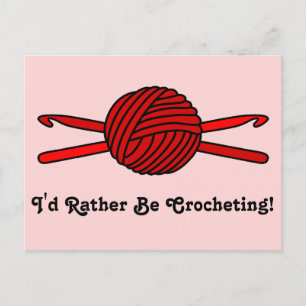 Red Ball of Yarn & Crochet Hook (赤い背景) ポストカード