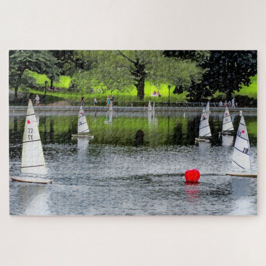 RED BALL ON THE BOAT POND Jigsaw Puzzle ジグソーパズル (横)