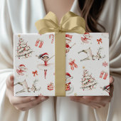 Red Ballerina Christmas Wrapping Paper Children ラッピングペーパー