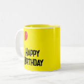 Red Balloon Happy Birthday Yellow Mug ツートーンマグカップ (正面左)