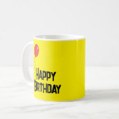 Red Balloon Happy Birthday Yellow Mug ツートーンマグカップ (正面左)