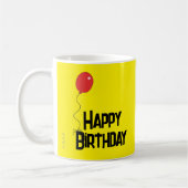 Red Balloon Happy Birthday Yellow Mug ツートーンマグカップ (左)