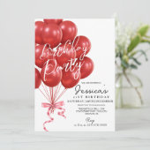 Red Balloon Script  Modern Birthday Party 招待状 (スタンド正面)