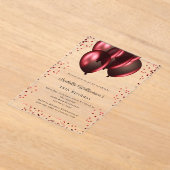 Red balloons clear luxury birthday  アクリル招待状 (レイダウン)