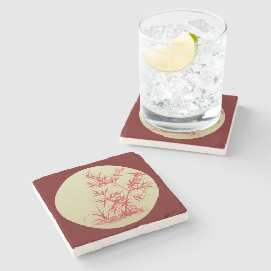 Red Bamboo – 丸 – No Cally Canvas Printプランナー ストーンコースター (横)