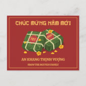 Red Banh Chung Tet 2026 Year of the Horse Vietnam シーズンポストカード (正面)