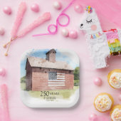 Red Barn 250 Years Americana 4th of July Party ペーパープレート (パーティー)