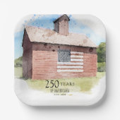 Red Barn 250 Years Americana 4th of July Party ペーパープレート (正面)