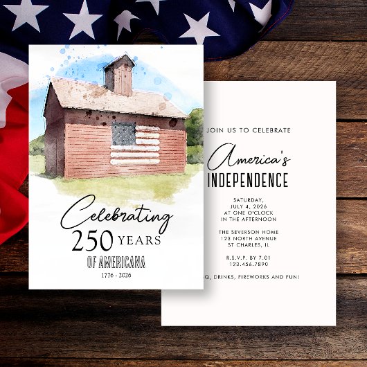 Red Barn 250 Years of Americana 4th of July Party 招待状