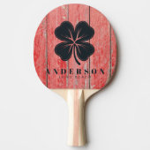 Red Barn Boards Four Leaf Clover with Name 卓球ラケット (正面)