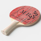 Red Barn Boards Leaf Wedding Monogram 卓球ラケット (正面アングル)