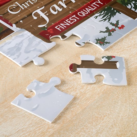 Red Barn Christmas Tree Farm ジグソーパズル (側面)