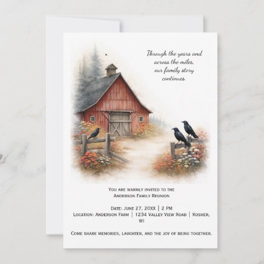 Red Barn Crows Farm Family Reunion | 招待状 (正面)