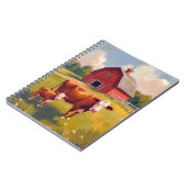 Red Barn Farm Animals Cow Painting ノートブック (左側)