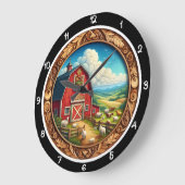 Red Barn Farmstead Heritage Heritage ラージ壁時計 (傾斜)