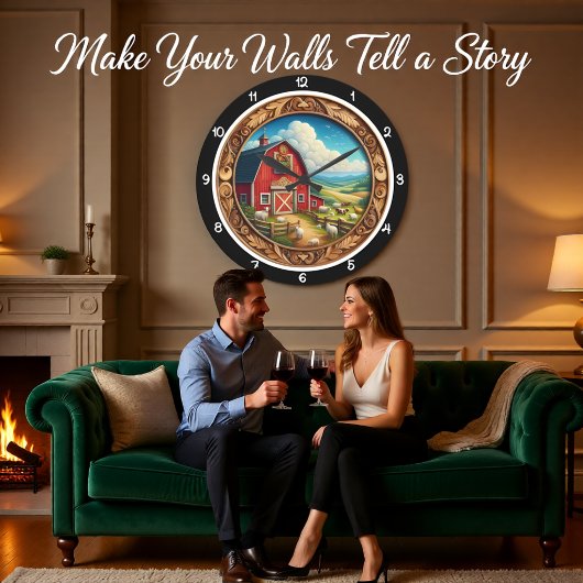 Red Barn Farmstead Heritage Heritage ラージ壁時計