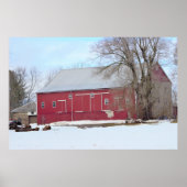 Red Barn in Snow ポスター (正面)