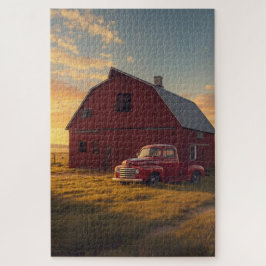 Red Barn Old Truck Jigsaw Puzzle ジグソーパズル