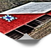 Red Barn Quilt Digital Painting ポスター (角)
