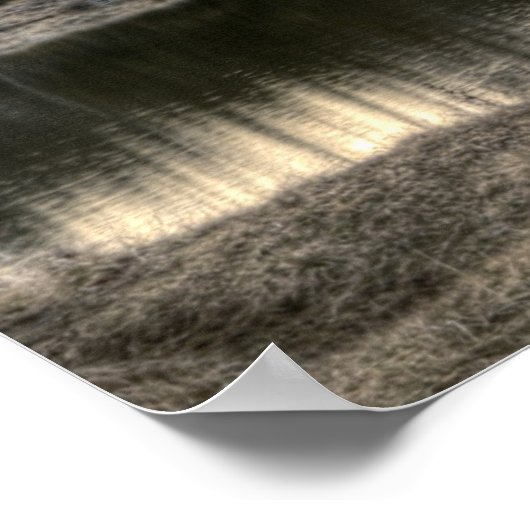 Red Barn Reflection in Water HDR写真 ポスター (角)