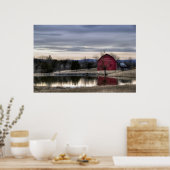 Red Barn Reflection in Water HDR写真 ポスター (キッチン)