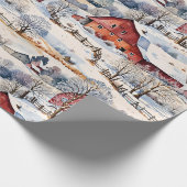 Red Barn Winter on the Farm ラッピングペーパー (角)