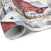 Red Barn Winter on the Farm ラッピングペーパー (ロールコーナー)