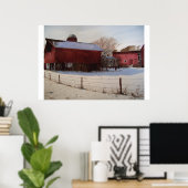 Red Barns in Winter – ポスター (ホームオフィス)