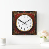 Red Baroque スクエア壁時計 (ホーム)
