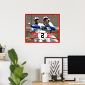 Red Baseball Custom Photo and Jersey Number Poster ポスター (ホームオフィス)