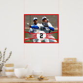 Red Baseball Custom Photo and Jersey Number Poster ポスター (キッチン)