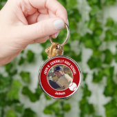 Red Baseball Player Photo High School Spirit キーホルダー (手)