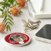 Red Baseball Player Photo High School Spirit キーホルダー (側面)