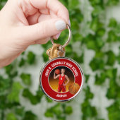 Red Basketball Player Photo High School Spirit キーホルダー (手)