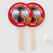 Red Basketball Player Photo High School Spirit ハンドファン (正面&裏面)