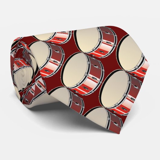 Red Bass Drum Tiled Pattern Necktie ネクタイ (ロール)