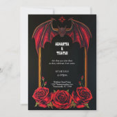 Red Bat and Roses Gothic Wedding Invitation 招待状 (正面)