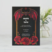 Red Bat and Roses Gothic Wedding Invitation 招待状 (スタンド正面)