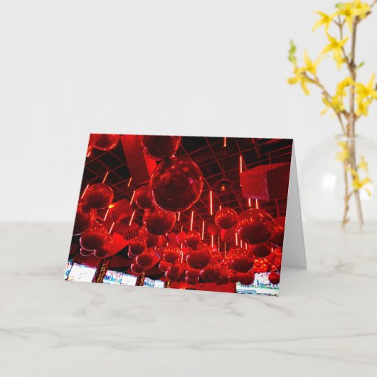 Red Bauble Christmas Cards カード (黄色い花)