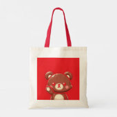 Red Bear Tote Bag – Cute & Simple Canvas Bag トートバッグ (裏面)