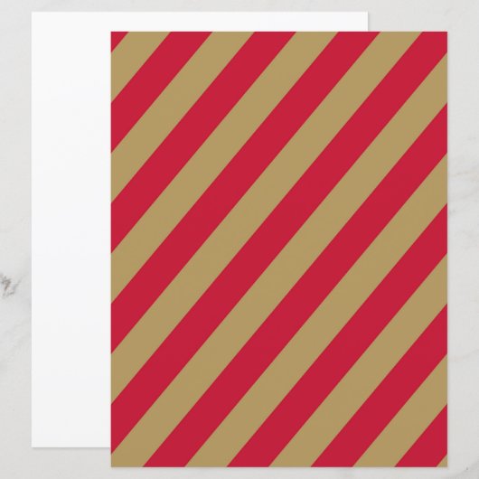 Red & Beige Diagonal Stripes Scrapbook Paper (正面/裏面)