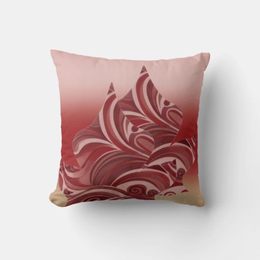 Red Beige Leaf クッション (正面)
