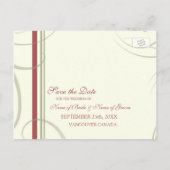 Red Beige Photo Save the Date 結婚's Postcard 案内ポストカード (裏面)