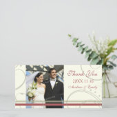 Red Beige Swirlありがとう結婚の写真カード サンキューカード (スタンド正面)