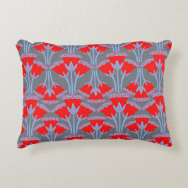 Red Bellflower Accent Pillow | One Owl Artist アクセントクッション
