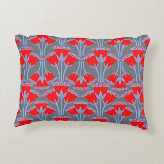 Red Bellflower Accent Pillow | One Owl Artist アクセントクッション